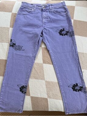 Pas de Mer Men's Lavender Graphic Casual Jeans - Size 32 - Modello Honey Pot